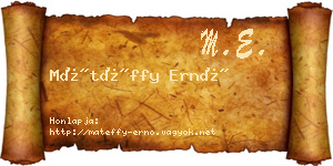 Mátéffy Ernő névjegykártya